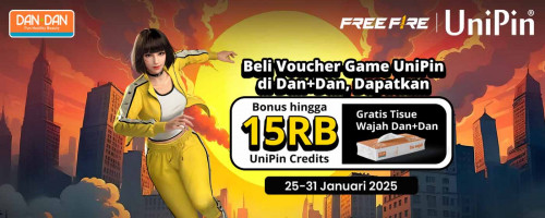 Beli Voucher Game UniPin di Dan+Dan, Bonus hingga 15.000 UniPin Credits dan Gratis Tisue Dan+Dan!